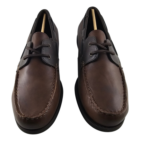 NWT Club Room Boat Shoes Mens Size 11 Brown Elliot Lace Up Two Tone Casual - Picture 2 of 14